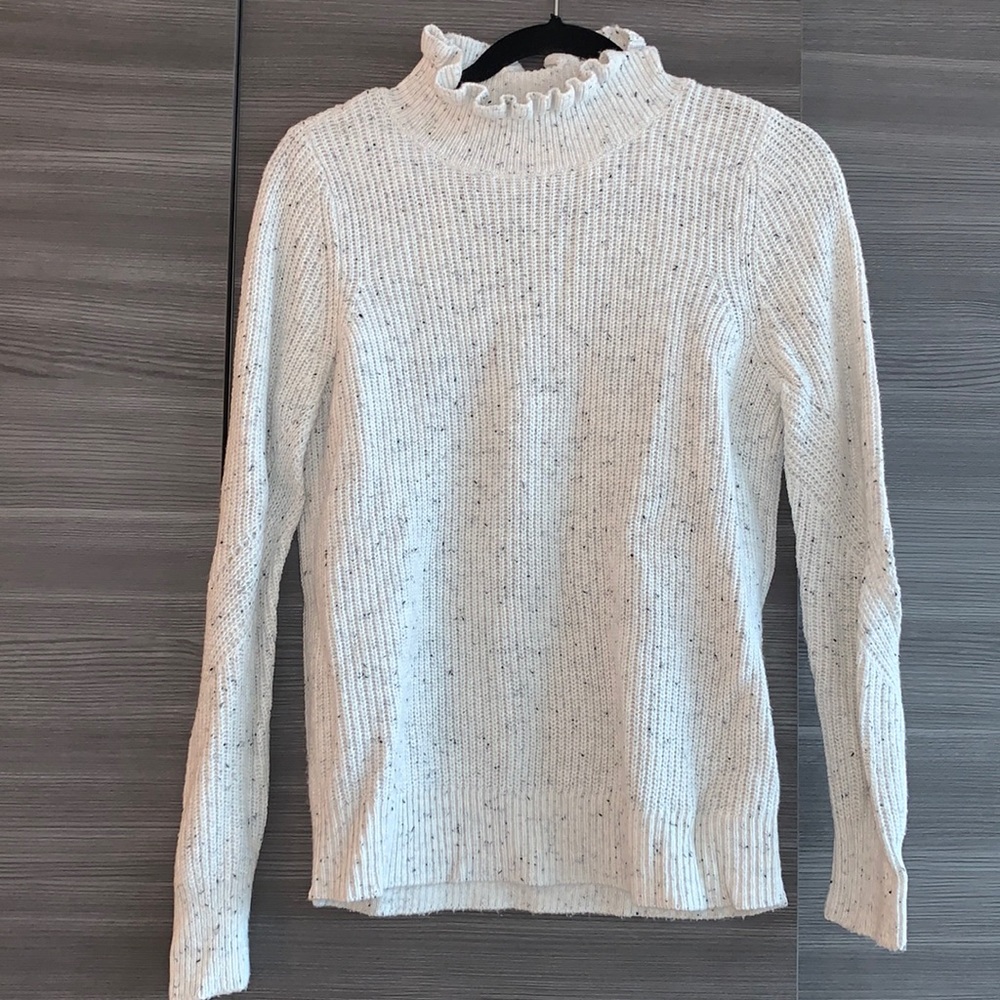 Grey Ruffle Turtleneck Sweater, LOFT outlet, Size S